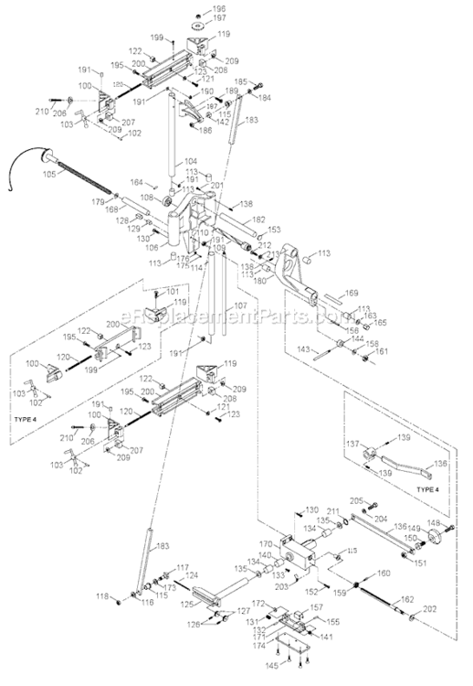 Page A Diagram and Parts List for 513 Type 7 Porter Cable Drill Press